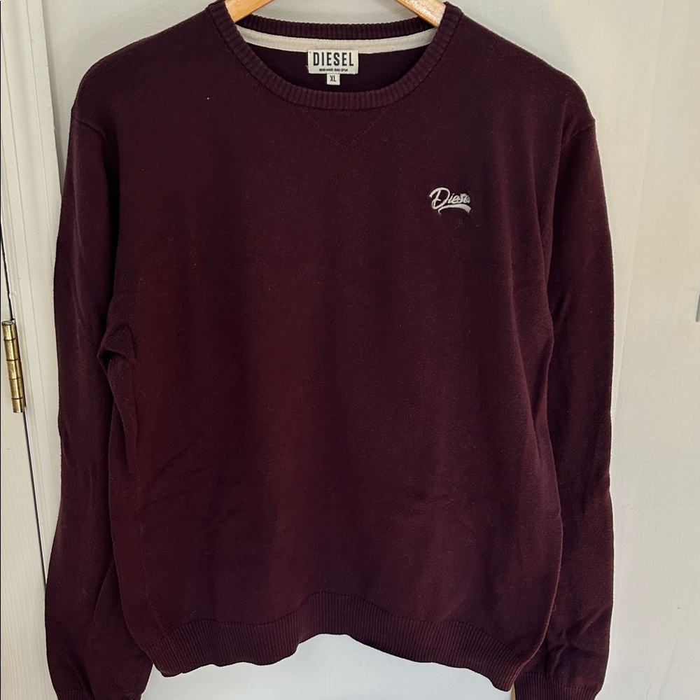 Diesel Men's Deep Burgundy Crewneck Sweater